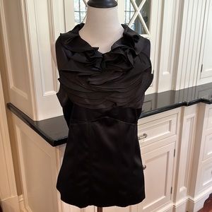 RAVEL Size L Corset Style Ruffle Neck Tank Top Blouse ~Satin Silk Style ~